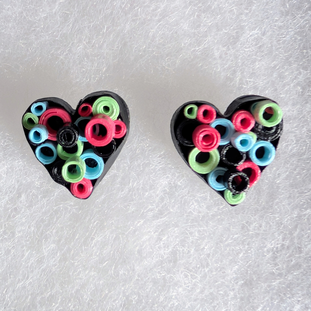 Colorful Quilled Heart Earrings